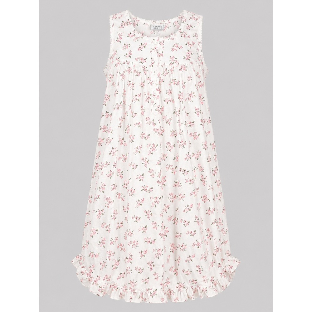 Vintage Y2K Jennifer Moore Floral Cotton Nightgown Ruffle Hem Cottagecore S